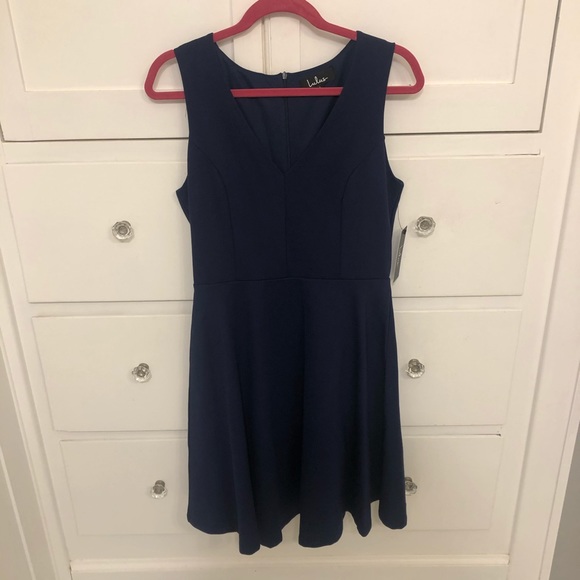 Lulu’s Navy Skater Dress Size L - Picture 2 of 5
